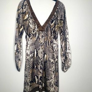 Hale Bob Snake Print V Dress - XS
